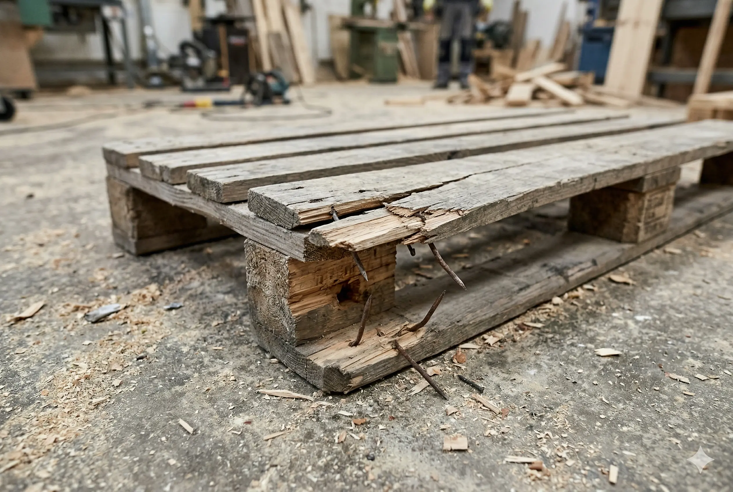 Typické druhy poškození na europaletě