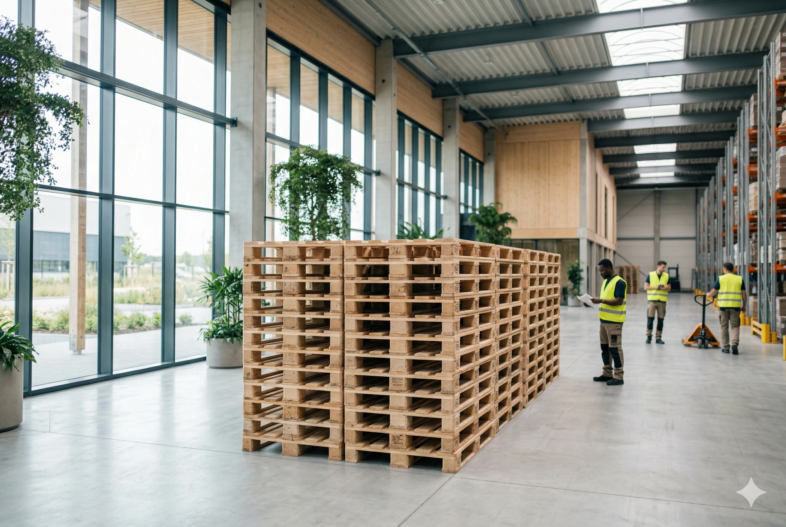 Udržitelný paletový sklad s opakovaně použitelnými europaletami