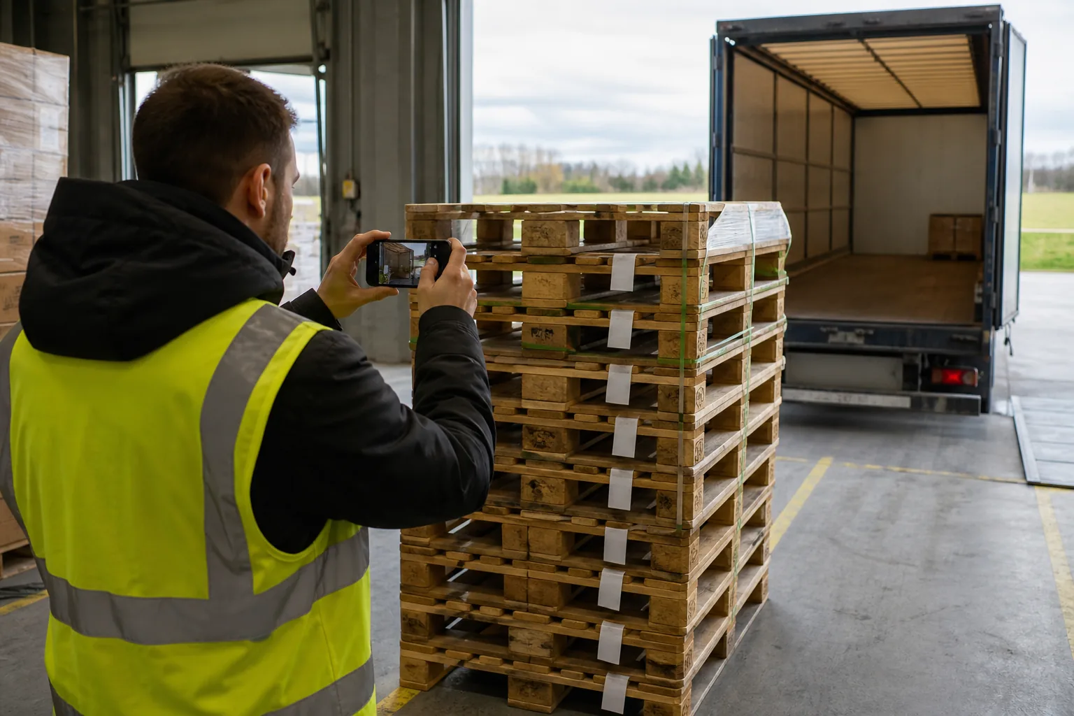 Digital pallet return via smartphone at the loading dock
